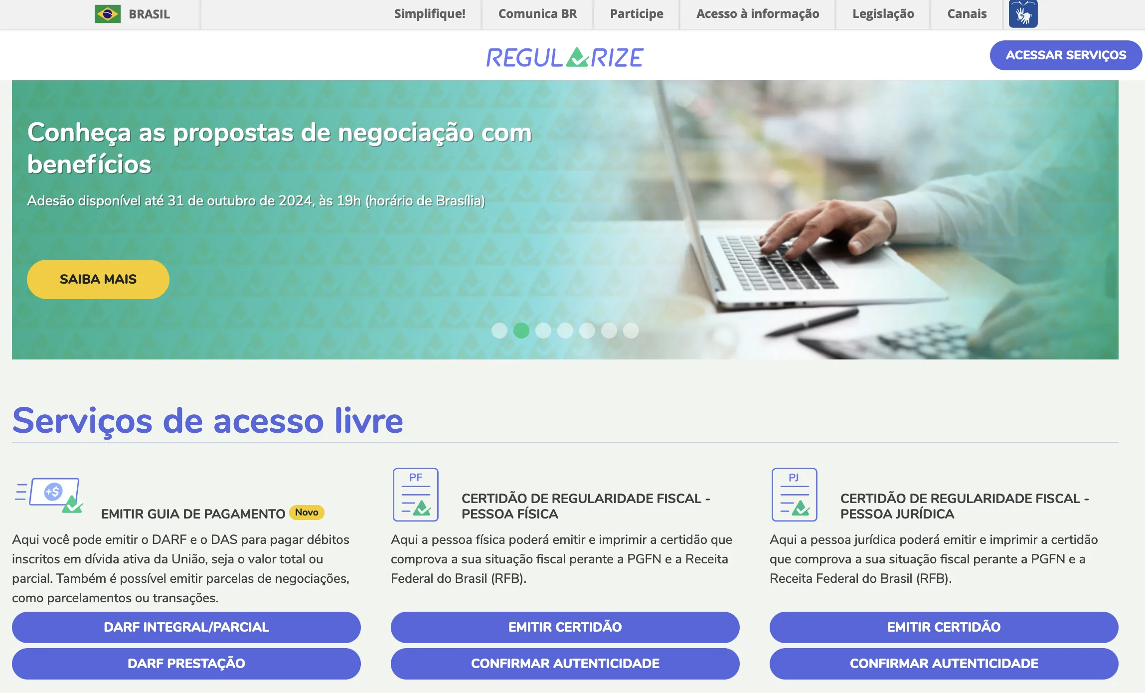 mostra o site PGFN